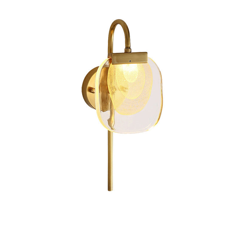 Lámpara de Aplique de Pared LED Elíptica Cuadrada de Vidrio y Cobre de Estilo Moderno de Mitad de Siglo para Pasillo 
