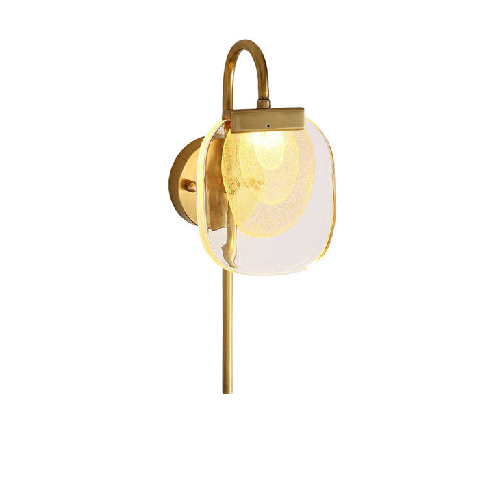 Lámpara de Aplique de Pared LED Elíptica Cuadrada de Vidrio y Cobre de Estilo Moderno de Mitad de Siglo para Pasillo 