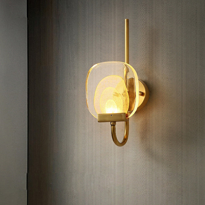 Moderne Mid-century Kupfer Glas Quadrat Elliptische LED Wand Leuchte Lampe Für Flur 