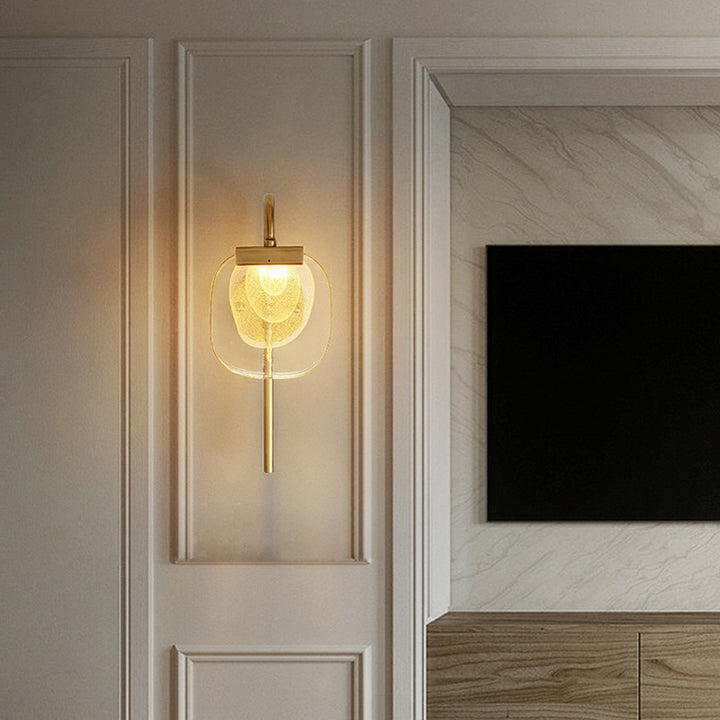 Moderne Mid-century Kupfer Glas Quadrat Elliptische LED Wand Leuchte Lampe Für Flur 