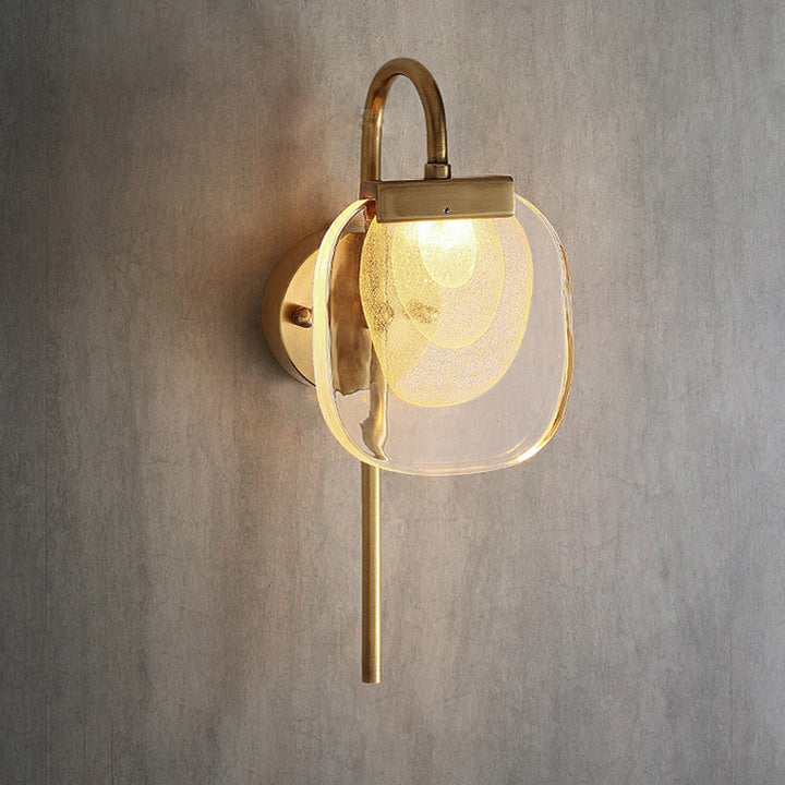 Lámpara de Aplique de Pared LED Elíptica Cuadrada de Vidrio y Cobre de Estilo Moderno de Mitad de Siglo para Pasillo 