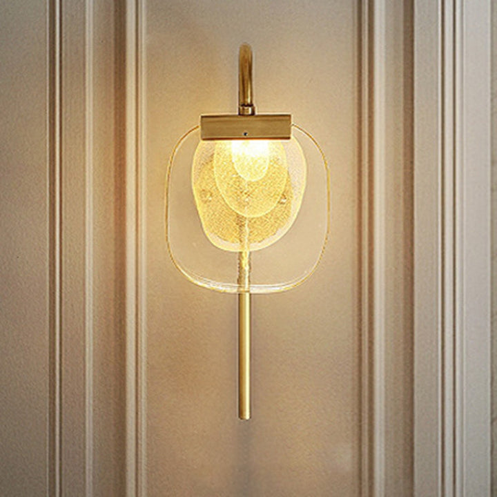 Lámpara de Aplique de Pared LED Elíptica Cuadrada de Vidrio y Cobre de Estilo Moderno de Mitad de Siglo para Pasillo 