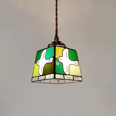 Lámpara colgante contemporánea retro de cubo cuadrado de vidrio de cobre con una luz para cocina 