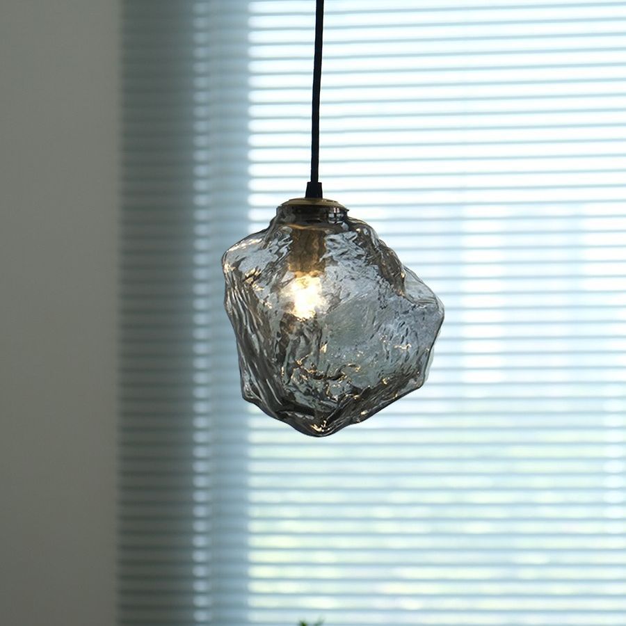 Moderne minimalistische Metall Glas Eiswürfel 1-Licht Pendelleuchte für Nachttisch 