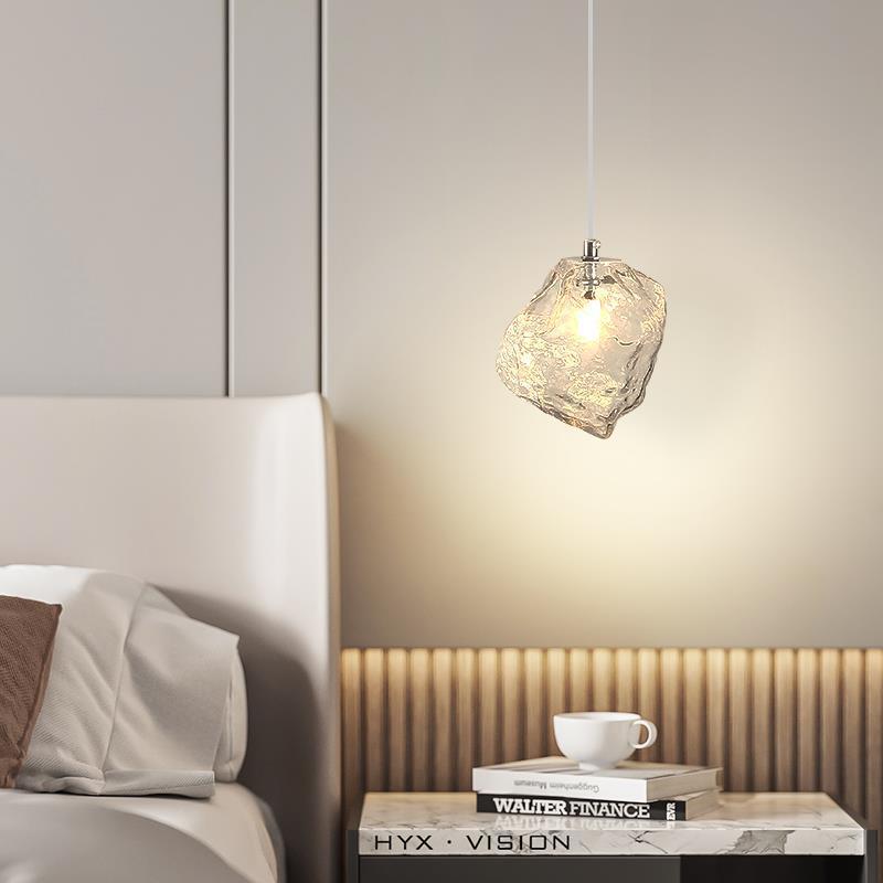 Moderne minimalistische Metall Glas Eiswürfel 1-Licht Pendelleuchte für Nachttisch 