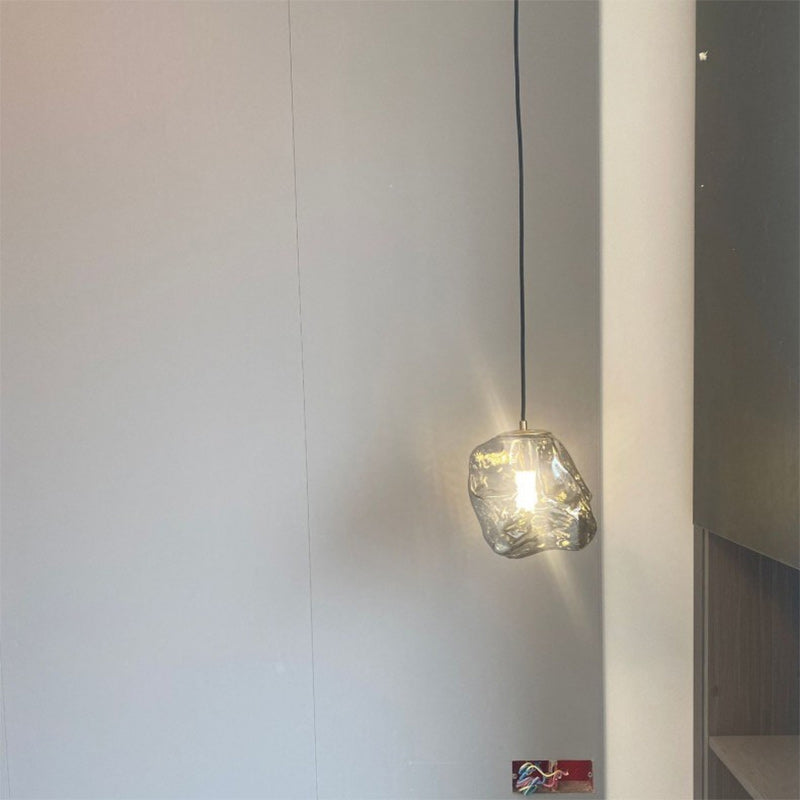 Moderne minimalistische Metall Glas Eiswürfel 1-Licht Pendelleuchte für Nachttisch 