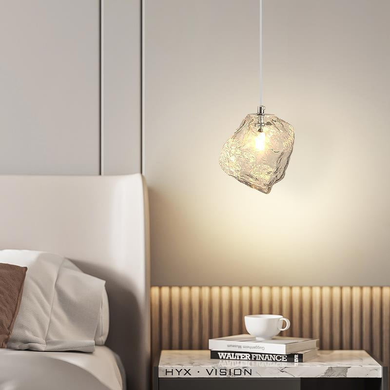 Moderne minimalistische Metall Glas Eiswürfel 1-Licht Pendelleuchte für Nachttisch 