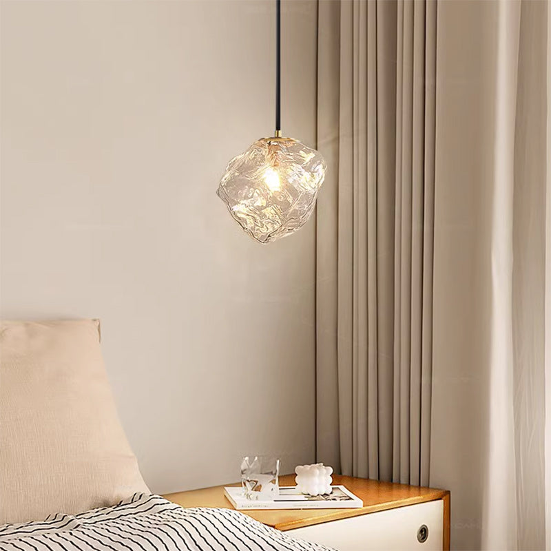 Moderne minimalistische Metall Glas Eiswürfel 1-Licht Pendelleuchte für Nachttisch 