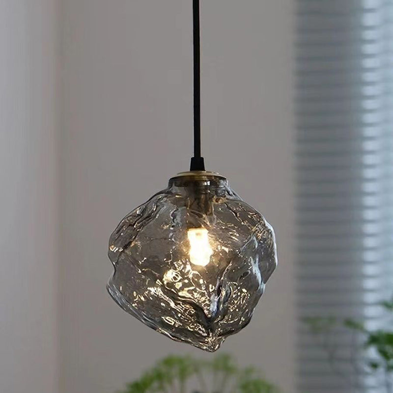 Moderne minimalistische Metall Glas Eiswürfel 1-Licht Pendelleuchte für Nachttisch 