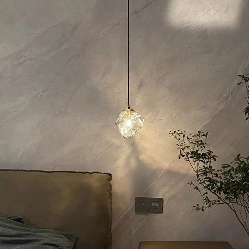Moderne minimalistische Metall Glas Eiswürfel 1-Licht Pendelleuchte für Nachttisch 