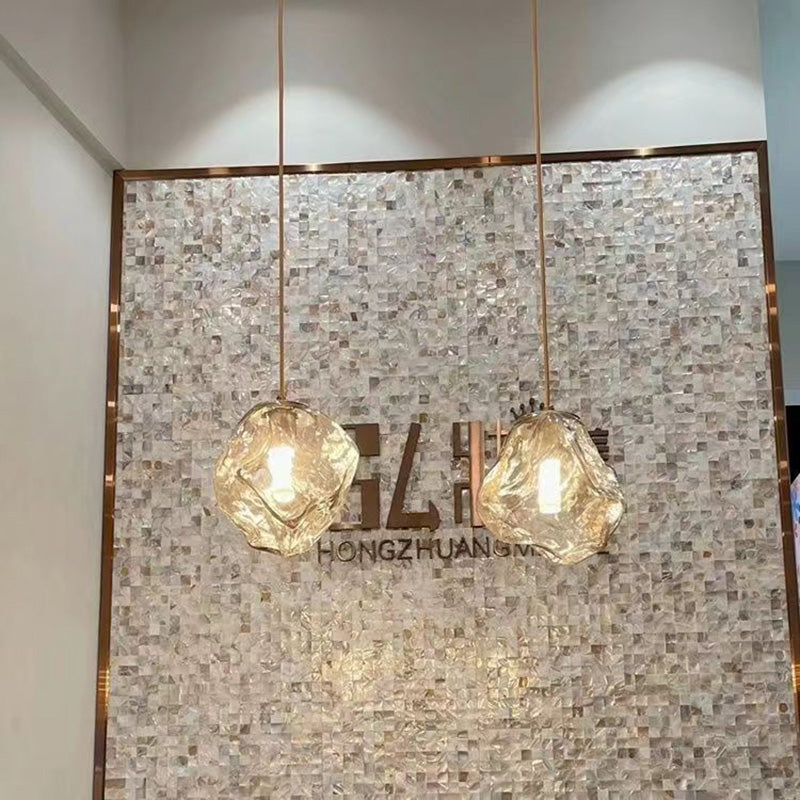 Moderne minimalistische Metall Glas Eiswürfel 1-Licht Pendelleuchte für Nachttisch 