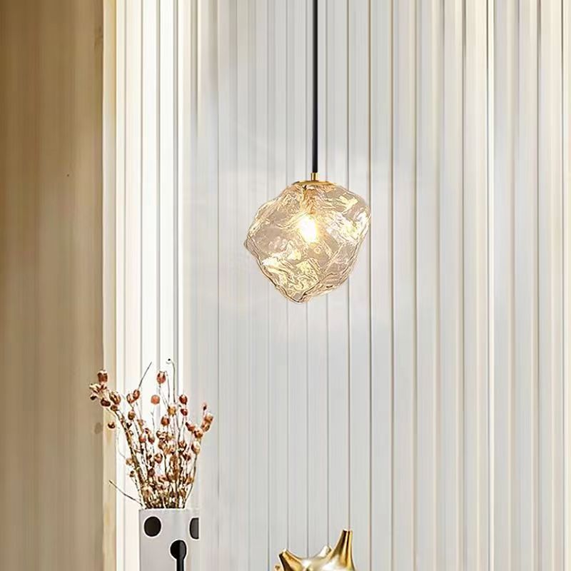 Moderne minimalistische Metall Glas Eiswürfel 1-Licht Pendelleuchte für Nachttisch 