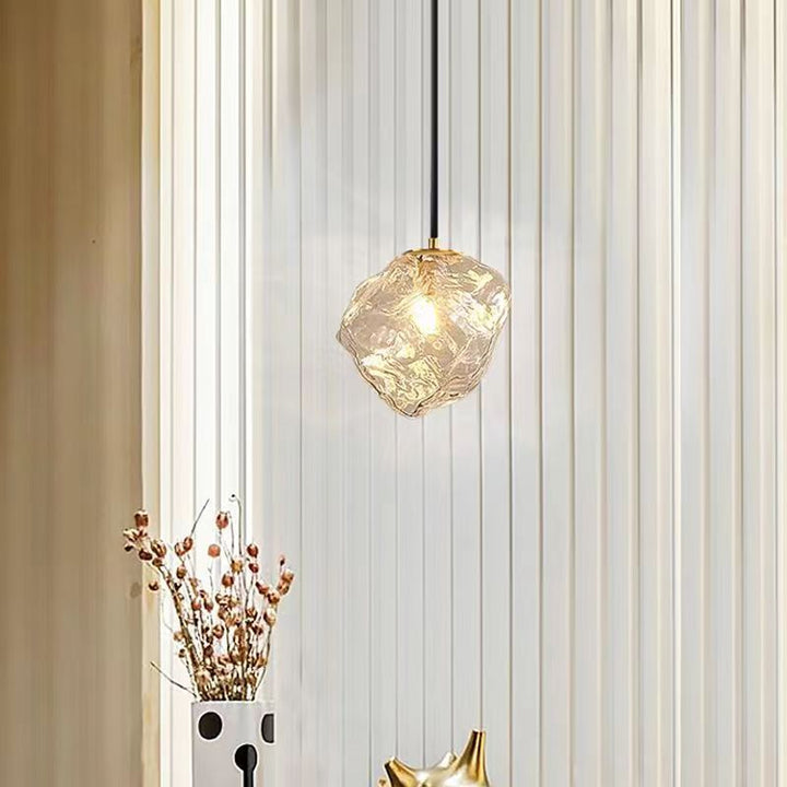 Moderne minimalistische Metall Glas Eiswürfel 1-Licht Pendelleuchte für Nachttisch 