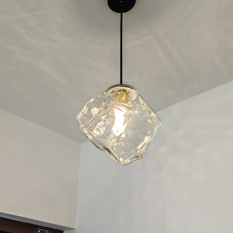 Moderne minimalistische Metall Glas Eiswürfel 1-Licht Pendelleuchte für Nachttisch 
