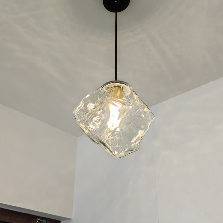 Moderne minimalistische Metall Glas Eiswürfel 1-Licht Pendelleuchte für Nachttisch 