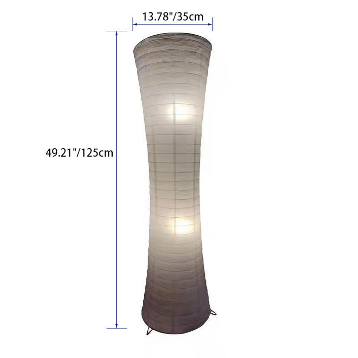 Lámpara de pie contemporánea nórdica de papel con columna cúbica de 2 luces para dormitorio 