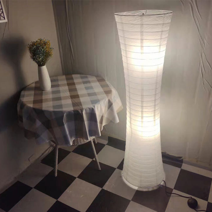 Lampe de sol contemporaine nordique à colonne en papier cubique à 2 lumières pour chambre à coucher 