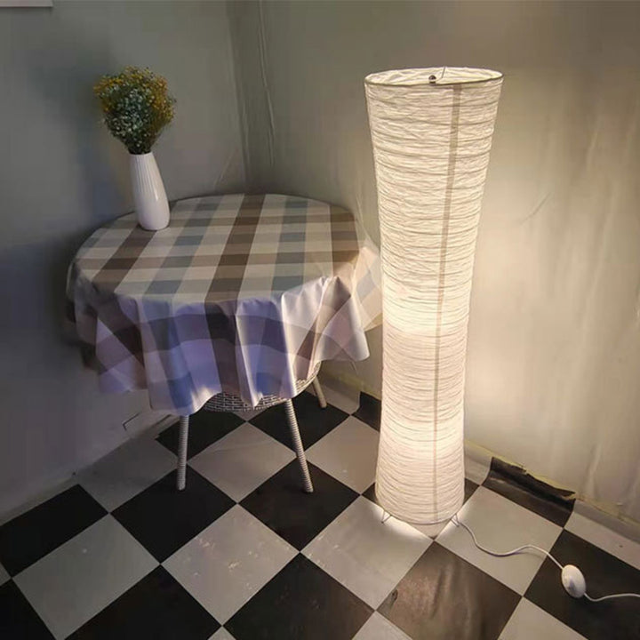 Lámpara de pie contemporánea nórdica de papel con columna cúbica de 2 luces para dormitorio 