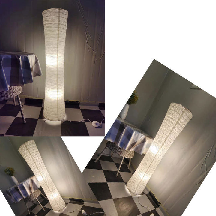 Lámpara de pie contemporánea nórdica de papel con columna cúbica de 2 luces para dormitorio 