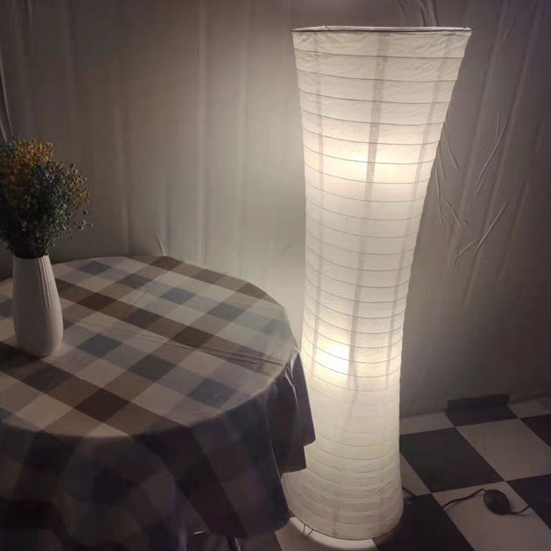 Lámpara de pie contemporánea nórdica de papel con columna cúbica de 2 luces para dormitorio 