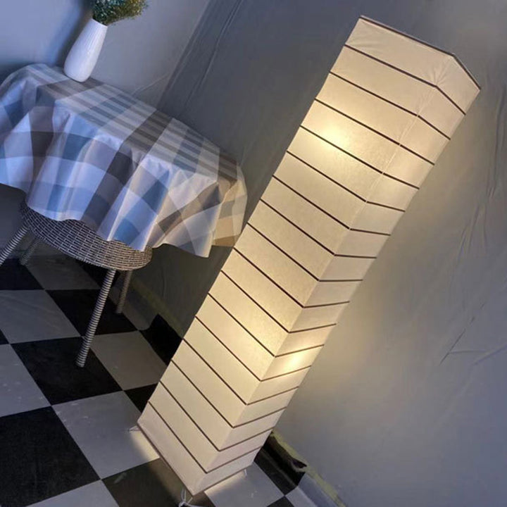 Lámpara de pie contemporánea nórdica de papel con columna cúbica de 2 luces para dormitorio 