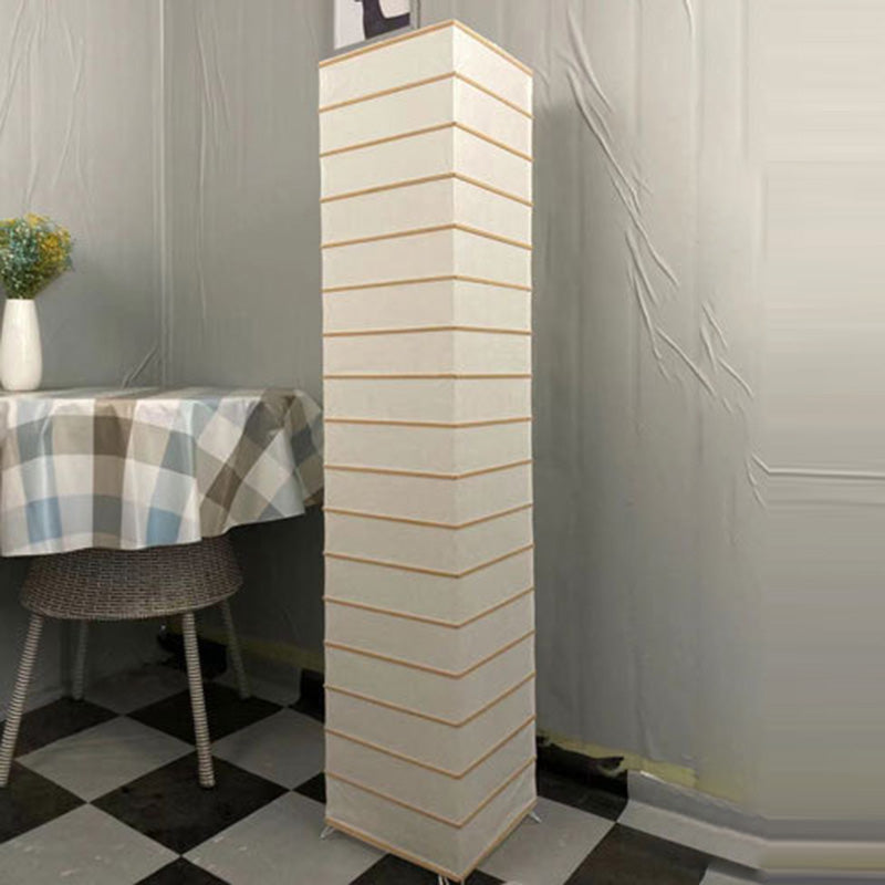 Lámpara de pie contemporánea nórdica de papel con columna cúbica de 2 luces para dormitorio 