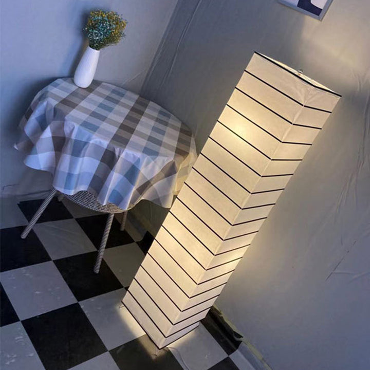 Lámpara de pie contemporánea nórdica de papel con columna cúbica de 2 luces para dormitorio 