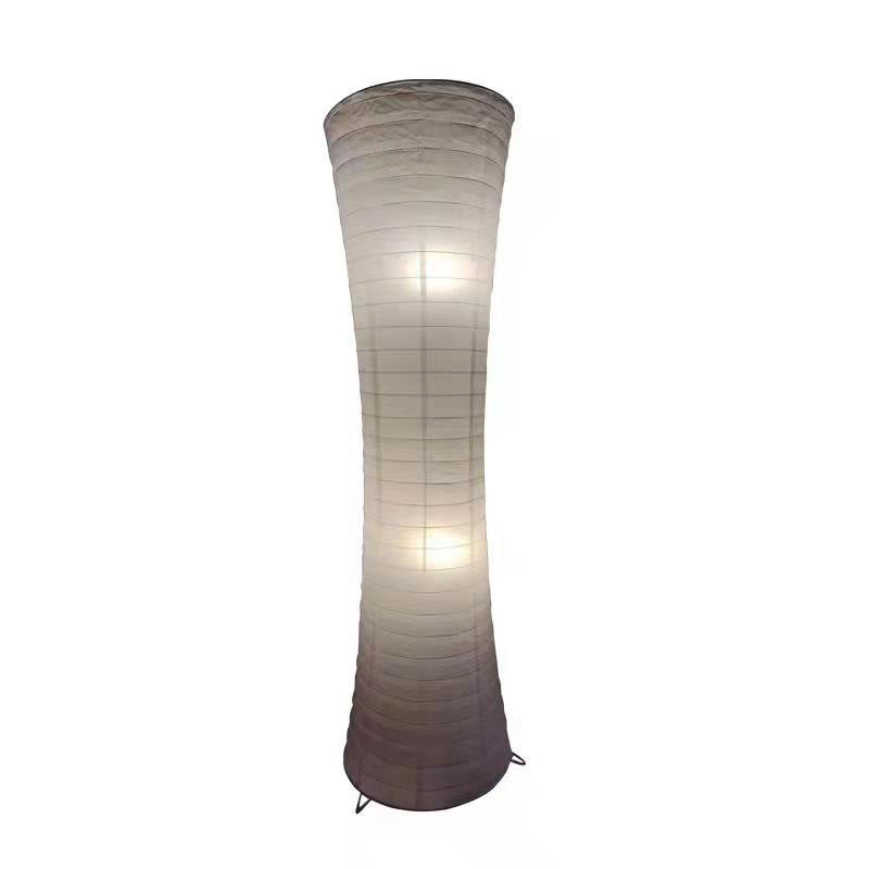 Lámpara de pie contemporánea nórdica de papel con columna cúbica de 2 luces para dormitorio 