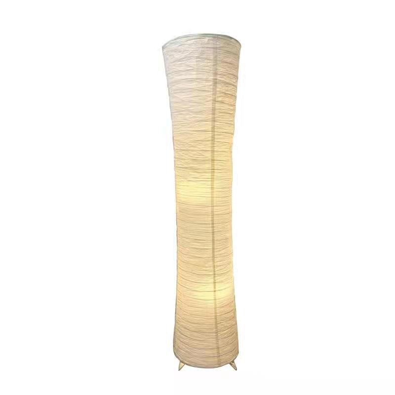 Lámpara de pie contemporánea nórdica de papel con columna cúbica de 2 luces para dormitorio 