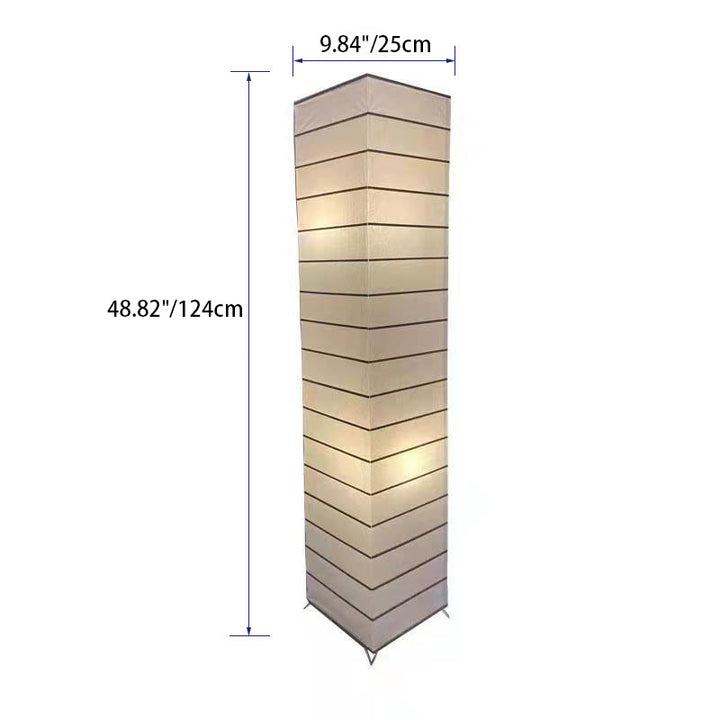 Lámpara de pie contemporánea nórdica de papel con columna cúbica de 2 luces para dormitorio 