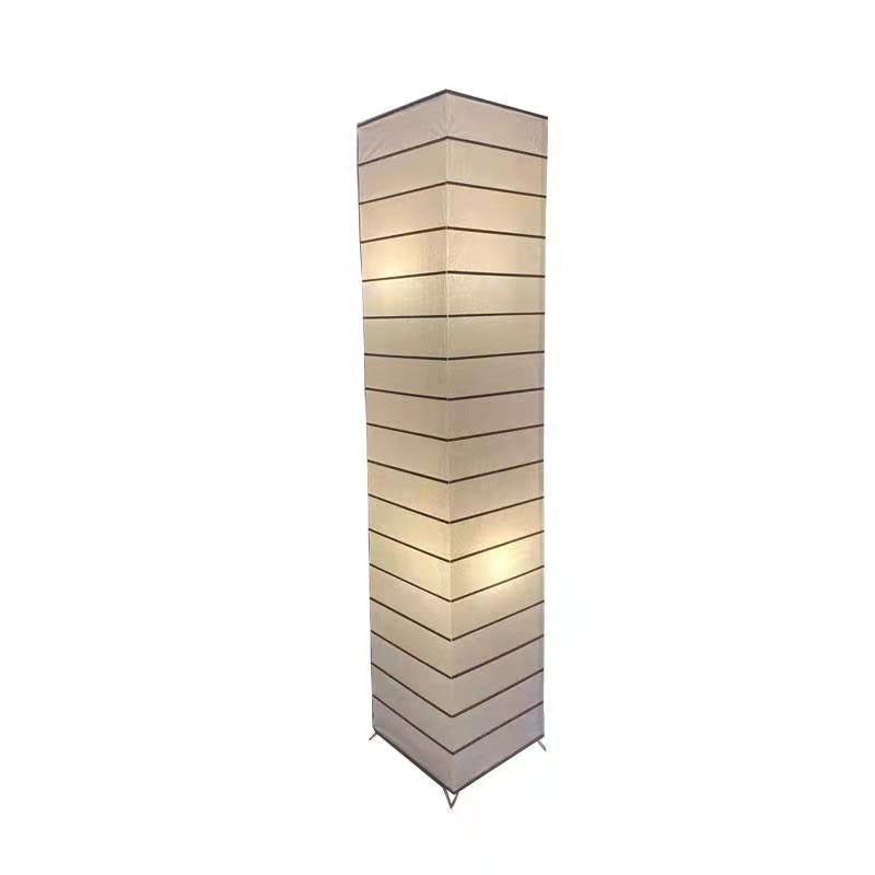 Lámpara de pie contemporánea nórdica de papel con columna cúbica de 2 luces para dormitorio 