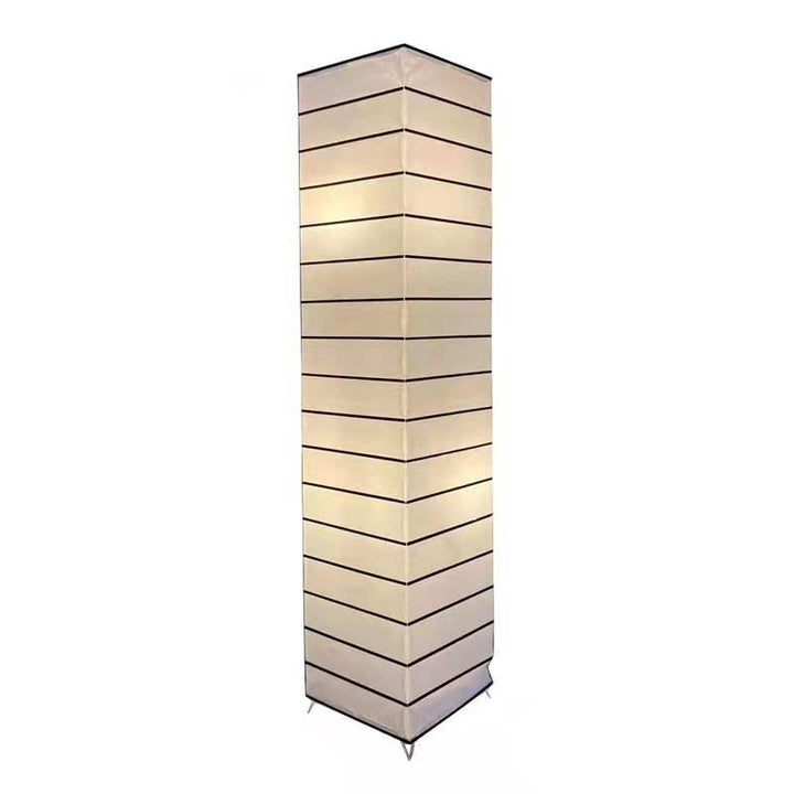 Lámpara de pie contemporánea nórdica de papel con columna cúbica de 2 luces para dormitorio 