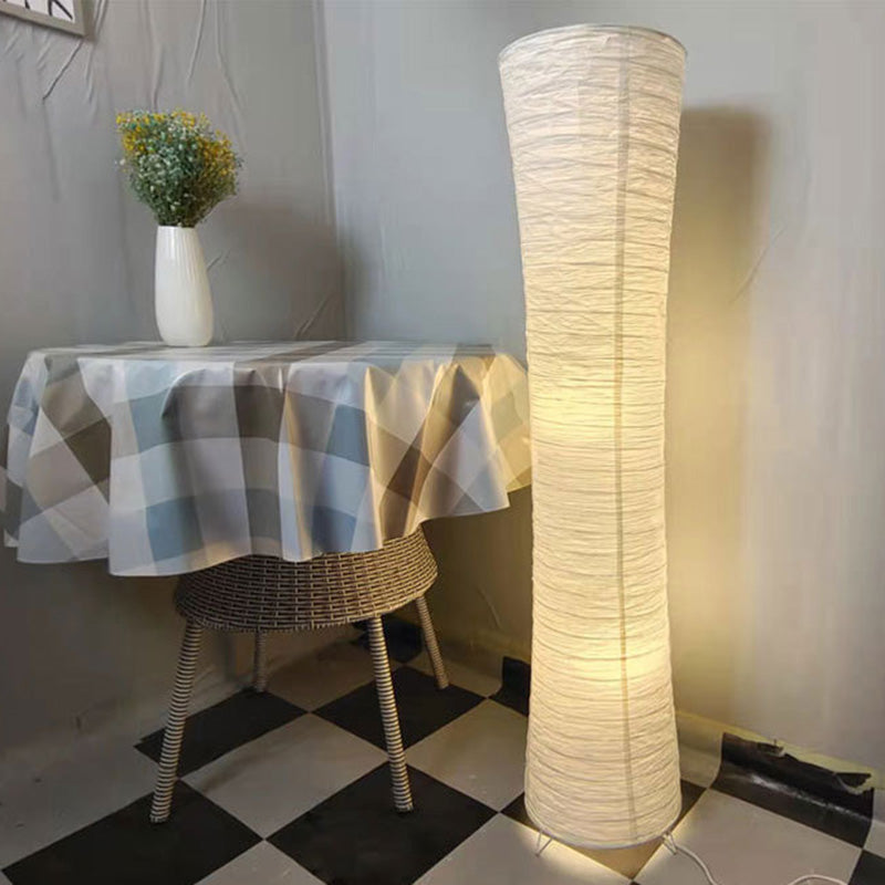 Lámpara de pie contemporánea nórdica de papel con columna cúbica de 2 luces para dormitorio 
