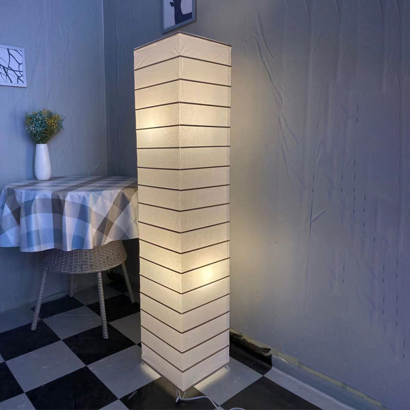 Lámpara de pie contemporánea nórdica de papel con columna cúbica de 2 luces para dormitorio 