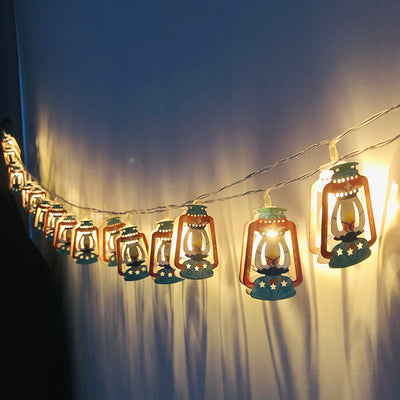 Lanterne en fer bohème contemporaine en forme de goutte d'eau avec guirlande lumineuse LED en forme d'étoile pour éclairage extérieur de jardin 