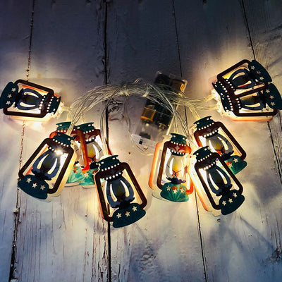 Lanterne en fer bohème contemporaine en forme de goutte d'eau avec guirlande lumineuse LED en forme d'étoile pour éclairage extérieur de jardin 