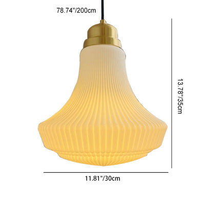 Traditionelle französische Pendelleuchte mit 1 Licht aus Messing und Glas, Glockenstreifen, für Esszimmer 