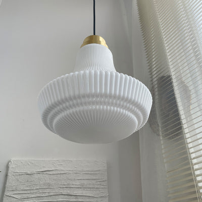 Traditionelle französische Pendelleuchte mit 1 Licht aus Messing und Glas, Glockenstreifen, für Esszimmer 