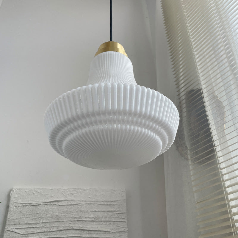 Traditionelle französische Pendelleuchte mit 1 Licht aus Messing und Glas, Glockenstreifen, für Esszimmer 