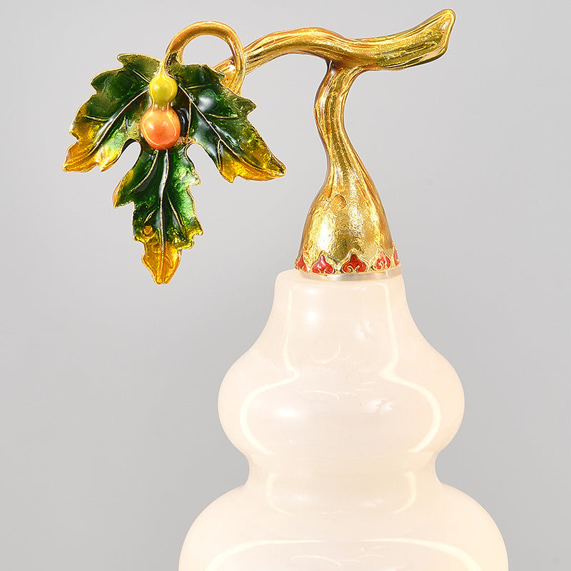 Lustre à LED en forme de gourde en alliage de zinc, cuivre, marbre et traditionnel chinois rond elliptique pour salle à manger 