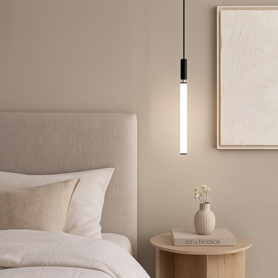 Modern Minimalist Aluminum Acrylic Strip LED Pendant Light For Bedside