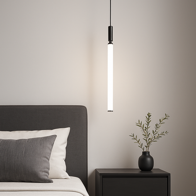 Modern Minimalist Aluminum Acrylic Strip LED Pendant Light For Bedside