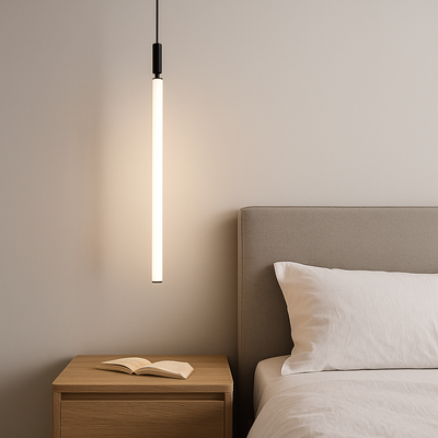 Modern Minimalist Aluminum Acrylic Strip LED Pendant Light For Bedside