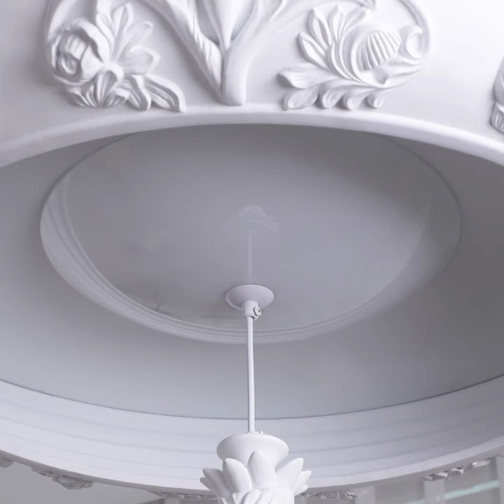 Traditionelle französische runde geschnitzte LED-Kronleuchter aus Kunstharzglas für Esszimmer 