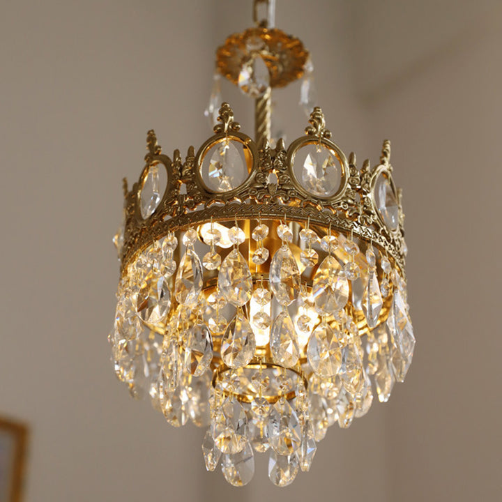 Modern Luxury Crystal Copper Crown Multilayered 1/5/6/9/12 Light Chandeliers For Living Room