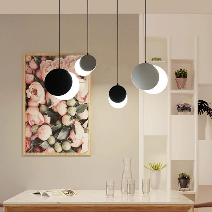 Moderne minimalistische Eisen Acryl Runde überlagern drehbare LED Pendelleuchte für Nachttisch 