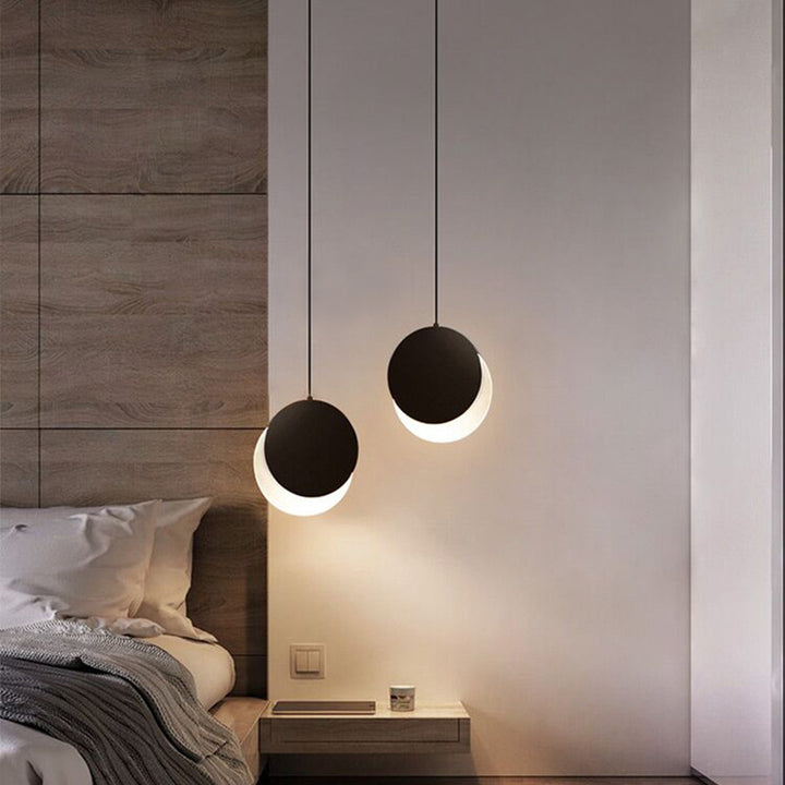 Moderne minimalistische Eisen Acryl Runde überlagern drehbare LED Pendelleuchte für Nachttisch 