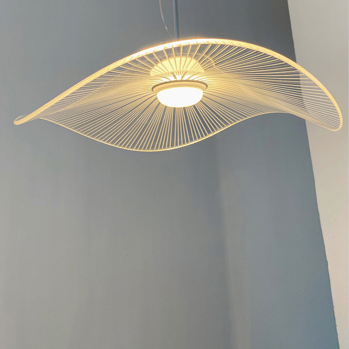 Lustre suspendu LED en feuille de lotus en aluminium acrylique nordique contemporain pour chambre à coucher 