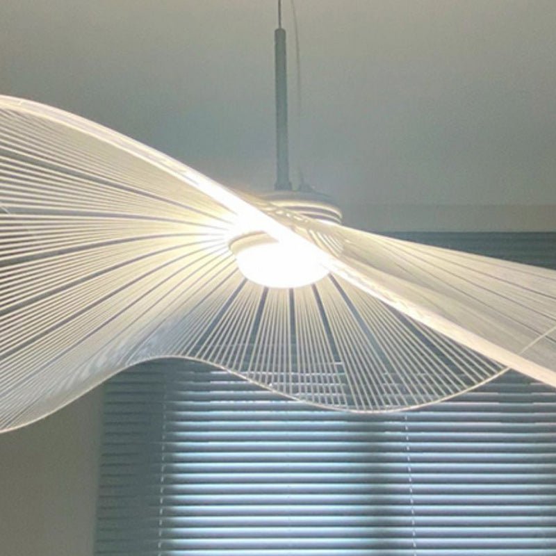 Lustre suspendu LED en feuille de lotus en aluminium acrylique nordique contemporain pour chambre à coucher 