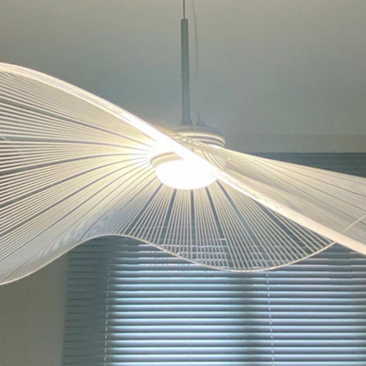 Lustre suspendu LED en feuille de lotus en aluminium acrylique nordique contemporain pour chambre à coucher 